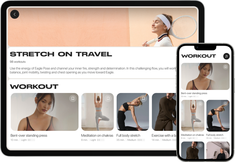 StretchOn app on tablet and phone